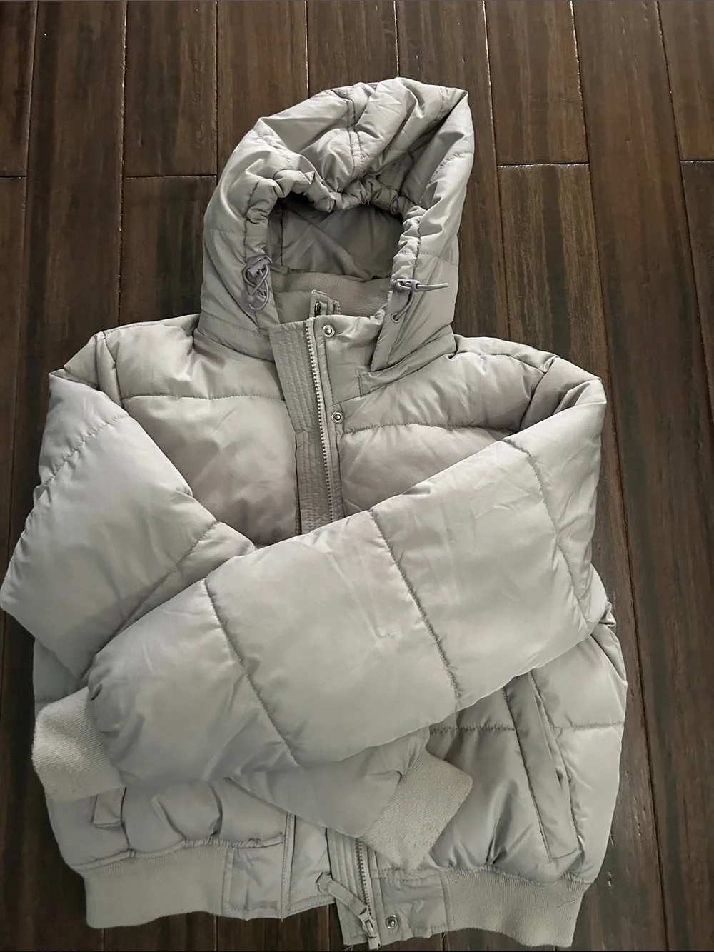 Aeropostale Light Gray Hooded Puffer Jacket for Kids